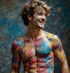 Colorful Happy Male Faces – AI Abstract Art