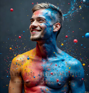Colorful Happy Male Faces – AI Abstract Art