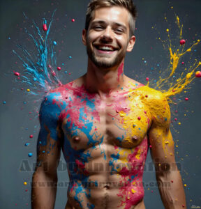 Colorful Happy Male Faces – AI Abstract Art