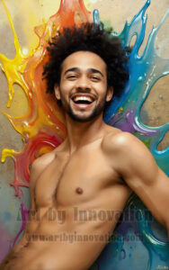 Colorful Happy Male Faces – AI Abstract Art