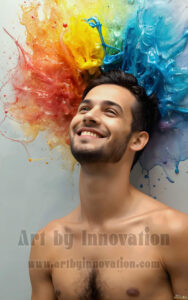 Colorful Happy Male Faces – AI Abstract Art