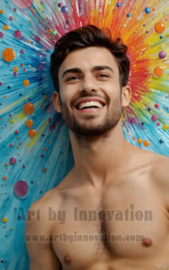 Colorful Happy Male Faces – AI Abstract Art