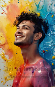 Colorful Happy Male Faces – AI Abstract Art