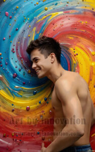 Colorful Happy Male Faces – AI Abstract Art