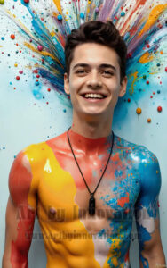 Colorful Happy Male Faces – AI Abstract Art