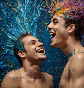 Colorful Happy Male Faces – AI Abstract Art