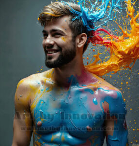 Colorful Happy Male Faces – AI Abstract Art