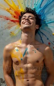Colorful Happy Male Faces – AI Abstract Art