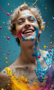 Colorful Happy Male Faces – AI Abstract Art