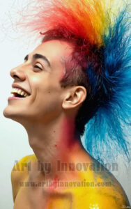 Colorful Happy Male Faces – AI Abstract Art