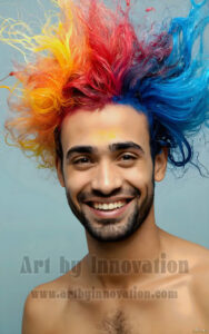 Colorful Happy Male Faces – AI Abstract Art