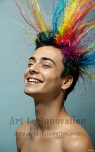 Colorful Happy Male Faces – AI Abstract Art