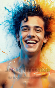 Colorful Happy Male Faces – AI Abstract Art