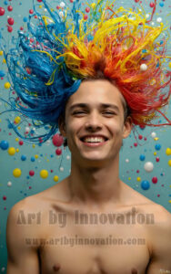 Colorful Happy Male Faces – AI Abstract Art