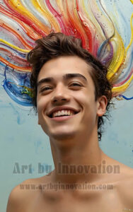 Colorful Happy Male Faces – AI Abstract Art