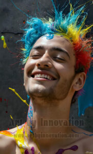 Colorful Happy Male Faces – AI Abstract Art