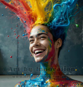 Colorful Happy Male Faces – AI Abstract Art