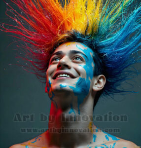 Colorful Happy Male Faces – AI Abstract Art