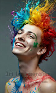 Colorful Happy Male Faces – AI Abstract Art