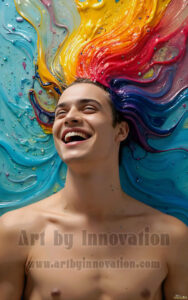Colorful Happy Male Faces – AI Abstract Art