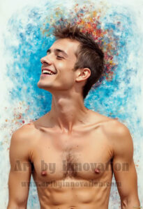 Colorful Happy Male Faces – AI Abstract Art