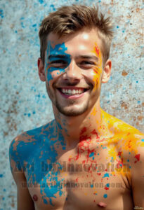 Colorful Happy Male Faces – AI Abstract Art