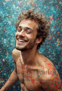 Colorful Happy Male Faces – AI Abstract Art
