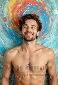 Colorful Happy Male Faces – AI Abstract Art
