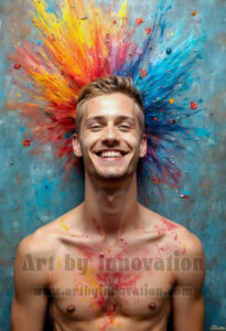 Colorful Happy Male Faces – AI Abstract Art
