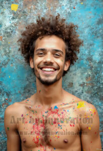 Colorful Happy Male Faces – AI Abstract Art