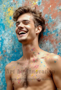 Colorful Happy Male Faces – AI Abstract Art