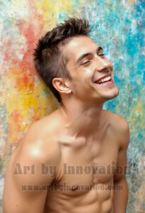 Colorful Happy Male Faces – AI Abstract Art