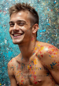 Colorful Happy Male Faces – AI Abstract Art