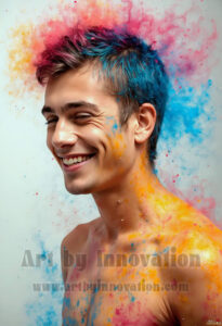 Colorful Happy Male Faces – AI Abstract Art