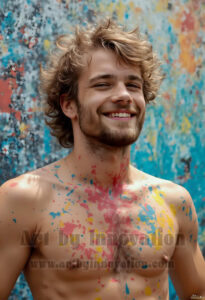 Colorful Happy Male Faces – AI Abstract Art