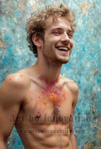 Colorful Happy Male Faces – AI Abstract Art