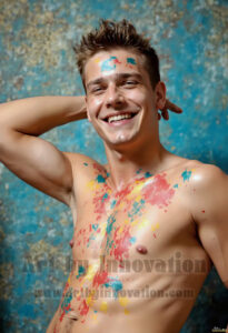 Colorful Happy Male Faces – AI Abstract Art