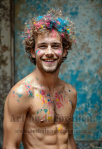 Colorful Happy Male Faces – AI Abstract Art