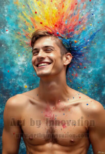 Colorful Happy Male Faces – AI Abstract Art