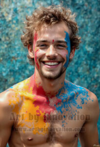 Colorful Happy Male Faces – AI Abstract Art