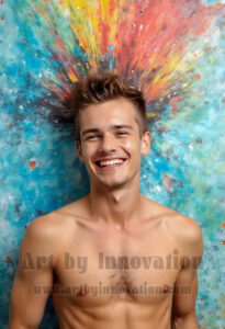 Colorful Happy Male Faces – AI Abstract Art