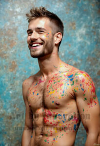 Colorful Happy Male Faces – AI Abstract Art