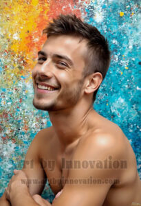 Colorful Happy Male Faces – AI Abstract Art