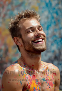 Colorful Happy Male Faces – AI Abstract Art