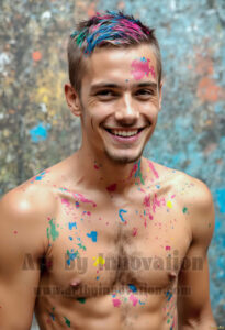 Colorful Happy Male Faces – AI Abstract Art