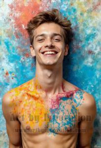 Colorful Happy Male Faces – AI Abstract Art