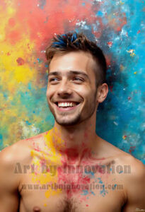 Colorful Happy Male Faces – AI Abstract Art