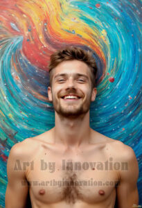 Colorful Happy Male Faces – AI Abstract Art