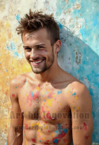 Colorful Happy Male Faces – AI Abstract Art