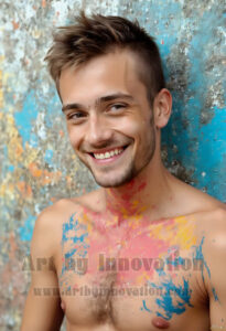 Colorful Happy Male Faces – AI Abstract Art